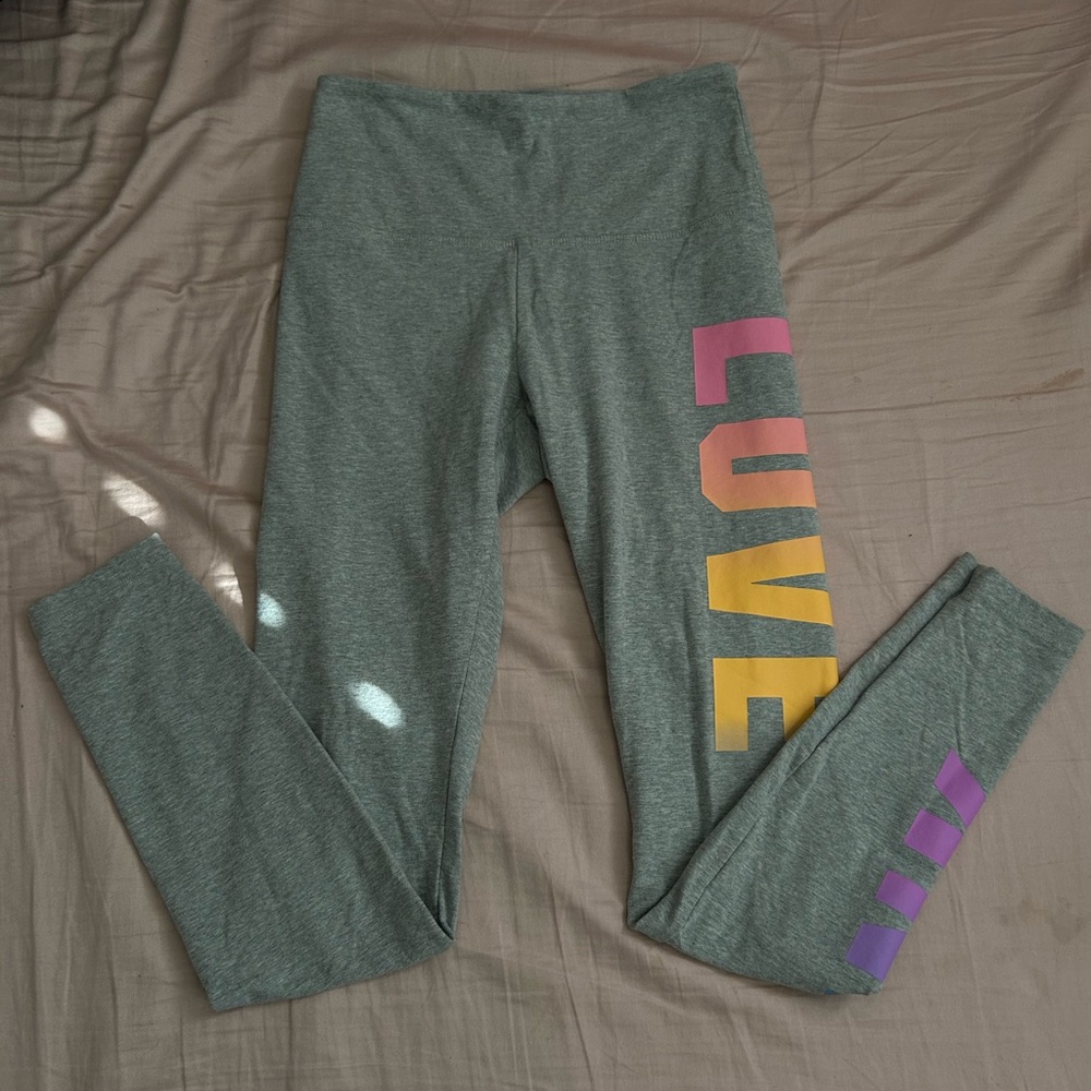 Victoria's Secret Gray Leggings with Colorful LOVE Print